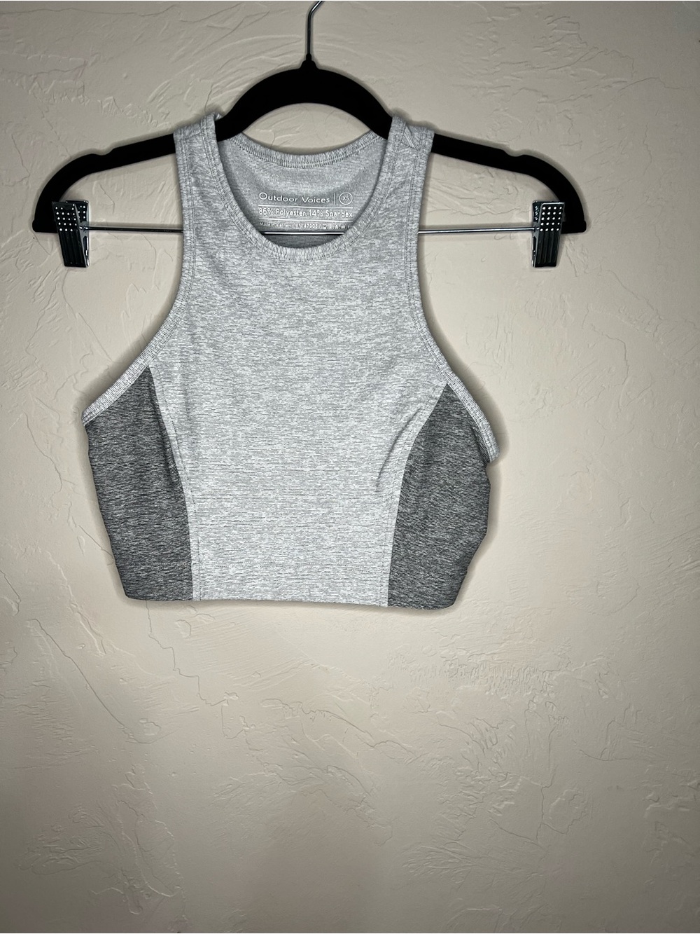 Outdoor Voices Athena Gray Colorblock Athletic Crop Top - Picture 2 of 6